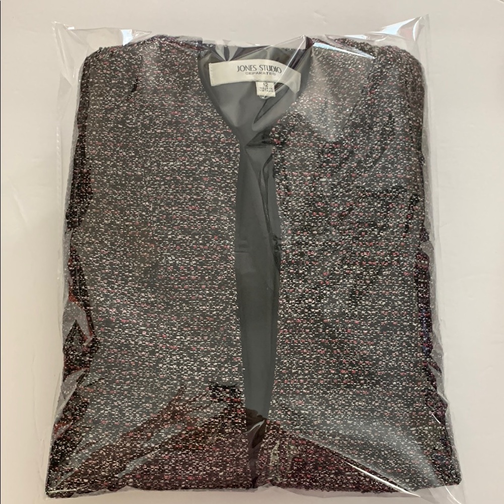 Jones Studio Separates Silver Pink, Black Tweed Blazer Tailored Open Front - Picture 14 of 14